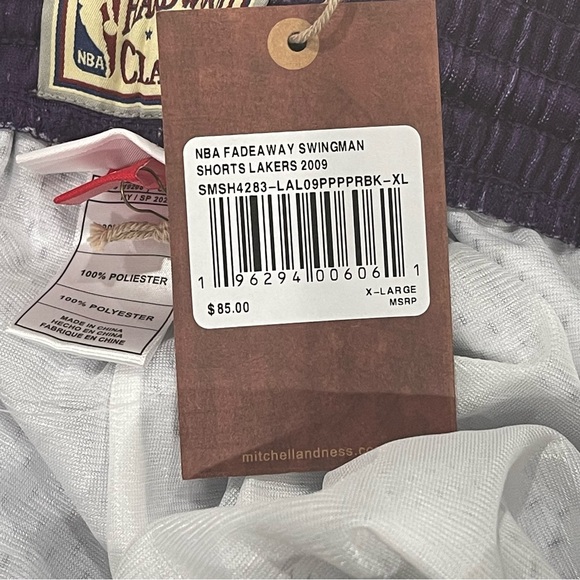 Mitchell & Ness LA Lakers 09 Fadeaway Swingman Basketball Shorts Men’s Size XL - Picture 7 of 10